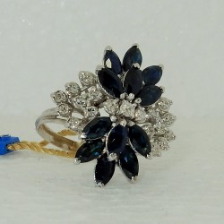 Anello Zaffiri blu e Diamanti in Oro bianco18kt modello LUXURY