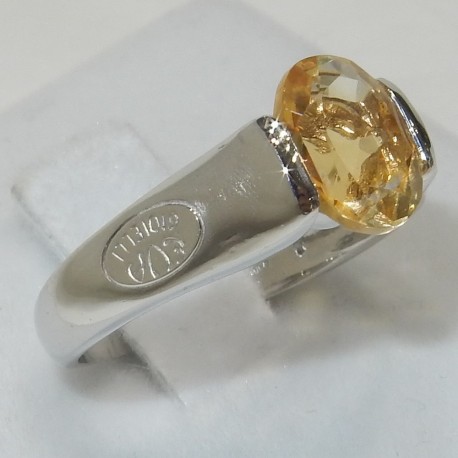 Anello donna Oro bianco 18kt topazio solitario sintetico