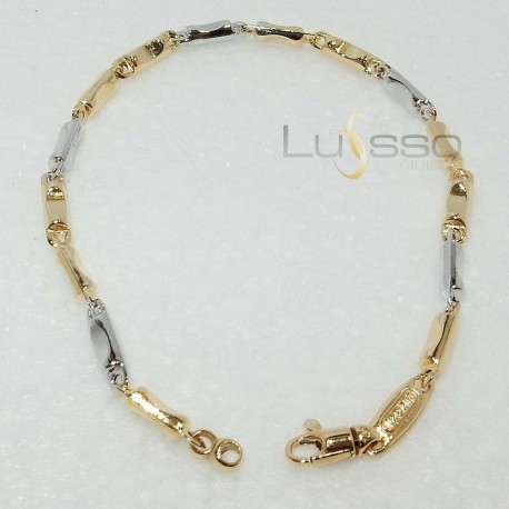 Bracciale uomo catena bicolore elegante in Oro massiccio Giallo/Bianco 18kt