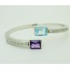 Bracciale rigido Oro bianco 18 kt - 750% pietre apertura molla