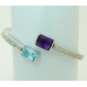 Bracciale rigido Oro bianco 18 kt - 750% pietre apertura molla