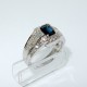 Anello fascia Zaffiro blu e Dimanti certificati in oro bianco 18kt carati