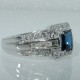 Anello fascia Zaffiro blu e Dimanti certificati in oro bianco 18kt carati