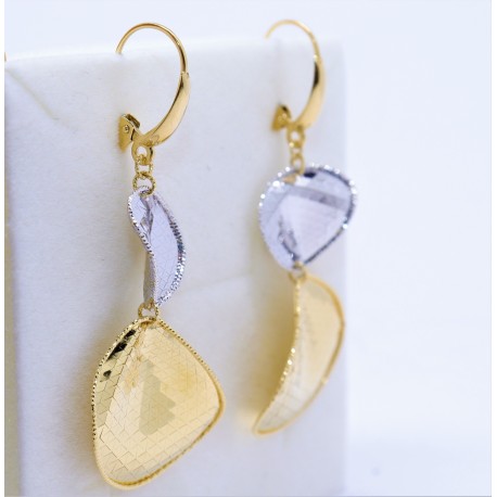 Orecchini Pendenti lunghi Oro giallo/bianco 18kt-750% FINITURA A SPECCHIO