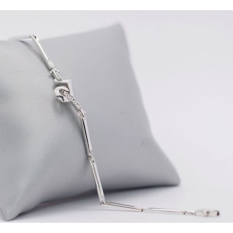 Bracciale Tennis Cuore Oro Bianco 18kt e Zirconi bianchi taglio brillante