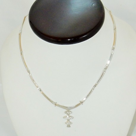 Girocollo sposa pendente OroBianco18kt e Zirconi bianchi taglio brillante