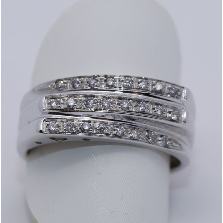 	Anello Fascia Diamanti ct0,24 naturali in Oro bianco 18kt-750%