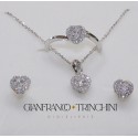 ANELLO ORECCHINI PENDENTE CATENA ORO BIANCO 18KT SAN VALENTINO COMPLETO