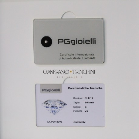 Diamante ct 0.12 Brillante certificato blister naturale nascita battesimo matrimonio laurea