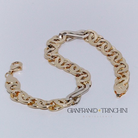 Bracciale uomo catena in Oro massiccio Giallo/Bianco 18kt grammi 9,50