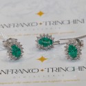 COLLANA ORECCHINI ORO BIANCO 18K SMERALDO NATURALE E DIAMANTI NATURALI