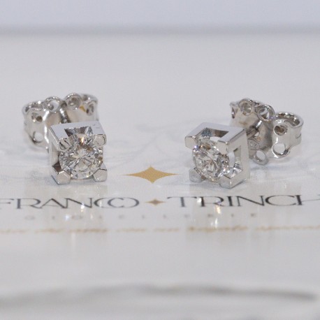  	Orecchini Diamanti carati 0,20 punto luce Oro bianco18kt G COLOR