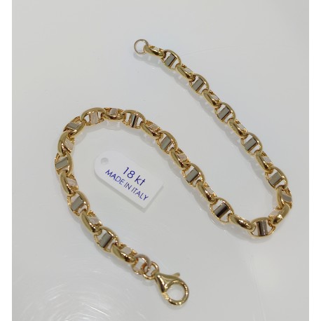 Bracciale uomo elegante oro giallo/bianco18kt-750%