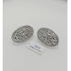 Orecchini bottone Classici Oro18kt bianco scintille d'oro