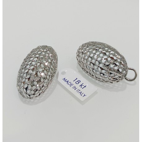 Orecchini bottone Classici Oro18kt bianco scintille d'oro