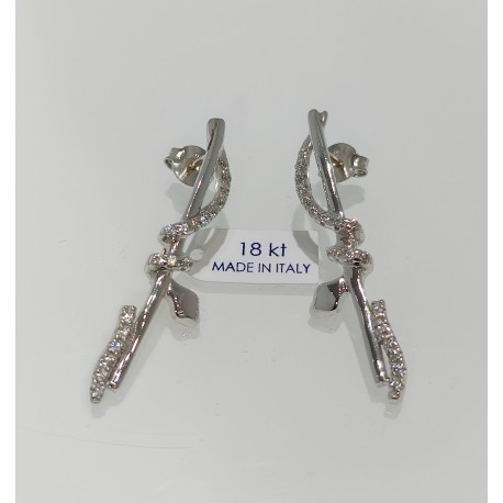 ORECCHINI SERPENTE ORO BIANCO 18kt CON ZIRCONI BIANCHI TAGLIO BRILLANTE