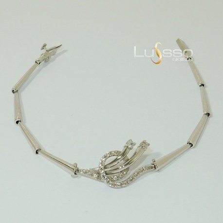 Bracciale Donna in Oro bianco18kt con centrale e zirconi taglio brillante