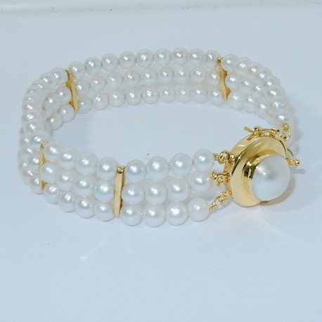 Bracciale Perle e Madreperla NATURALI in Oro Giallo18kt massiccio